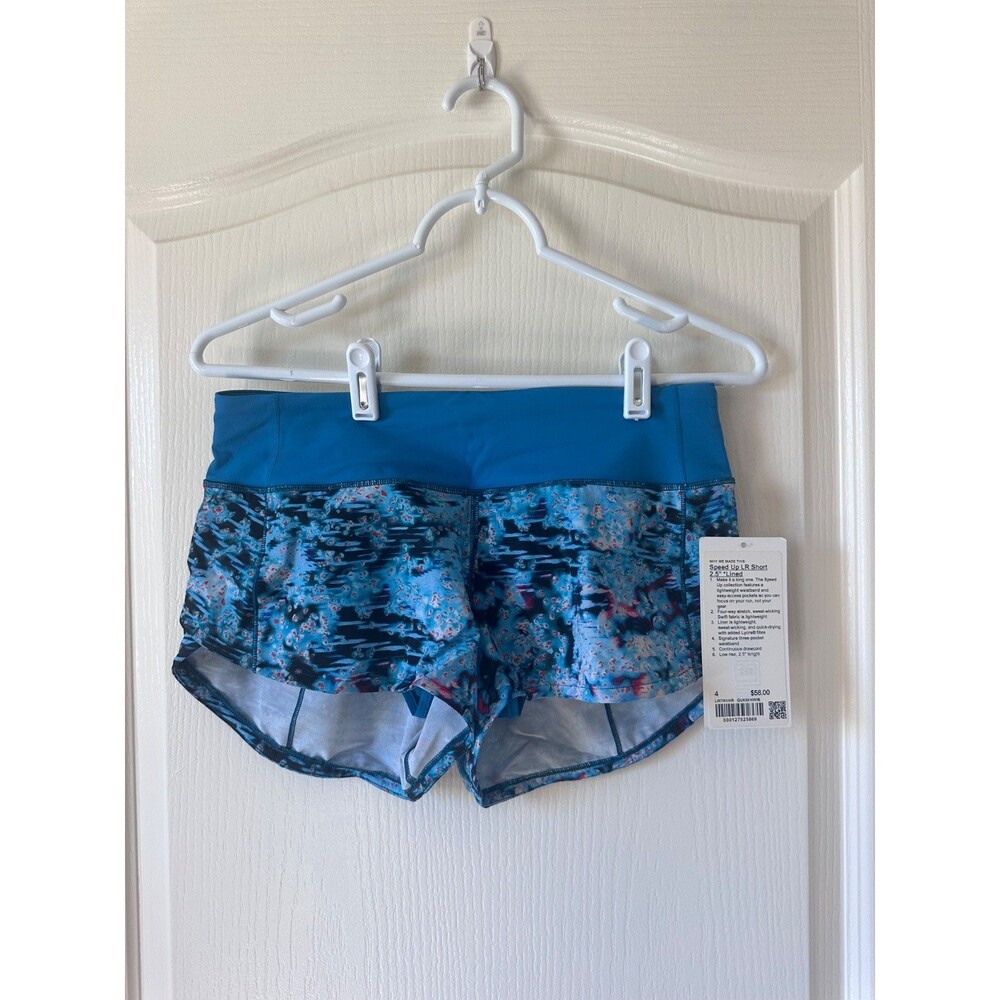 NWT Lululemon Speed Up Short *2.5" Quick Start Multi / Hawaiian Blue Size 4
